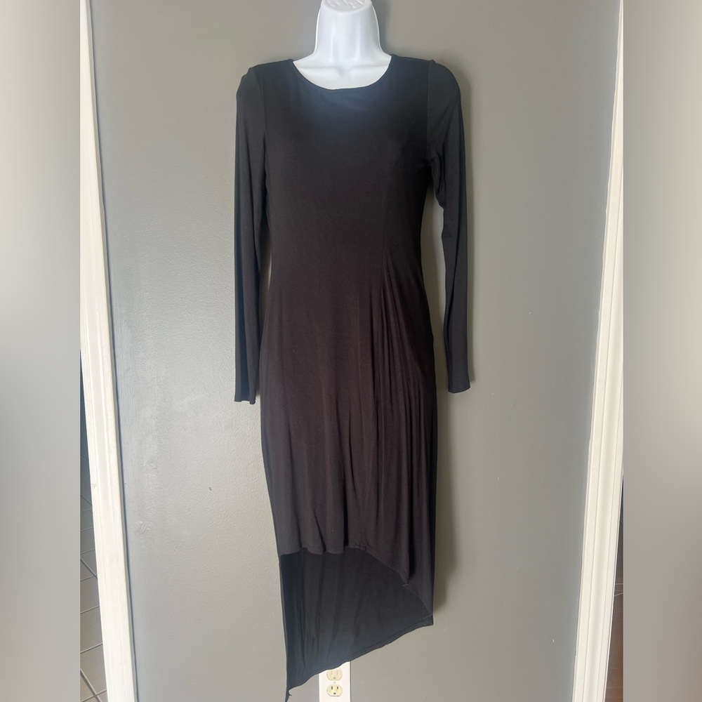 Asymmetric Long Black Dress